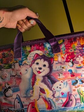 Colorful Arctic Animals Tote with Purple Handles Lisa Frank